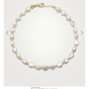 NIALAYA - Women's Pearl Necklace with Gold Accents